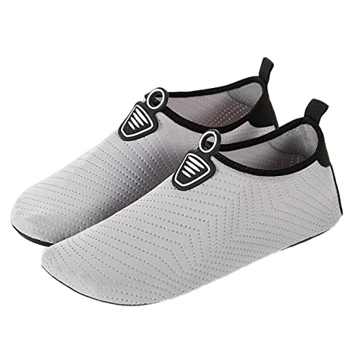 AUXDIQ Schwimmschuhe Damen Herren Badeschuhe Aquaschuhe Surfschuhe Wasserschuhe Strandschuhe Barfuß Schnell Trocknend Grau 35/36 EU von AUXDIQ