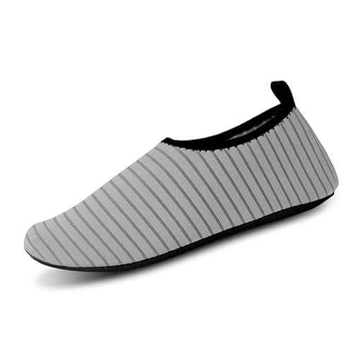 AUXDIQ Schwimmschuhe Damen Herren Badeschuhe Aquaschuhe Surfschuhe Wasserschuhe Strandschuhe Barfuß Schnell Trocknend Grau 38/39 EU von AUXDIQ