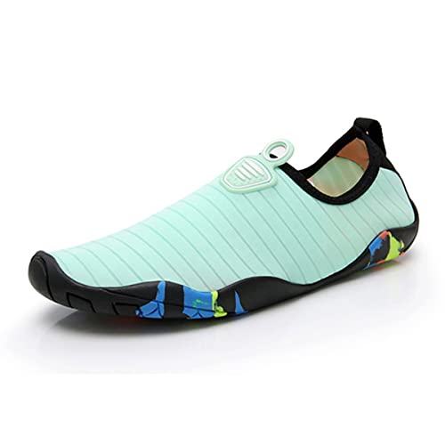 AUXDIQ Schwimmschuhe Badeschuhe Aquaschuhe Surfschuhe Wasserschuhe Strandschuhe Barfuß Schnell Trocknend für Damen Herren Kinder Grün 38/39 EU von AUXDIQ