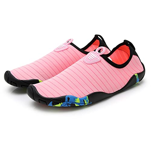 AUXDIQ Schwimmschuhe Badeschuhe Aquaschuhe Surfschuhe Wasserschuhe Strandschuhe Barfuß Schnell Trocknend für Damen Herren Kinder Rosa 40/41 EU von AUXDIQ