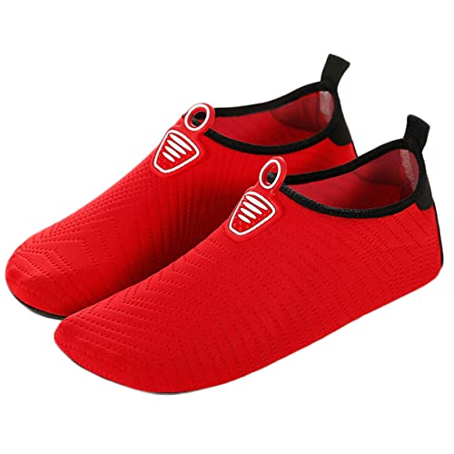 AUXDIQ Schwimmschuhe Damen Herren Badeschuhe Aquaschuhe Surfschuhe Wasserschuhe Strandschuhe Barfuß Schnell Trocknend Rot 43/44 EU von AUXDIQ