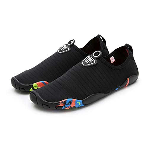 AUXDIQ Schwimmschuhe Badeschuhe Aquaschuhe Surfschuhe Wasserschuhe Strandschuhe Barfuß Schnell Trocknend für Damen Herren Kinder Schwarz 40/41 EU von AUXDIQ