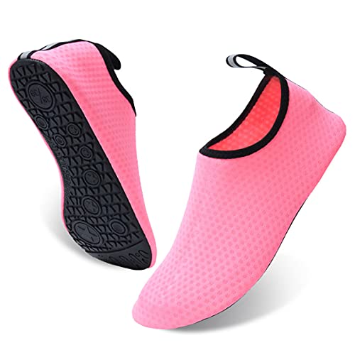 AUXDIQ Schwimmschuhe Badeschuhe Aquaschuhe Surfschuhe Wasserschuhe Strandschuhe Barfuß Schnell Trocknend für Damen Herren Rosa 42/43 EU von AUXDIQ