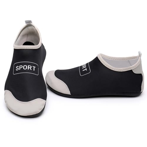AUXDIQ Schwimmschuhe Badeschuhe Aquaschuhe Surfschuhe Wasserschuhe Strandschuhe Barfuß Schnell Trocknend für Damen Herren Schwarz 36/37 EU von AUXDIQ
