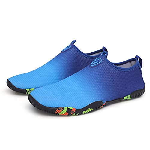 AUXDIQ Schwimmschuhe Badeschuhe Aquaschuhe Surfschuhe Wasserschuhe Strandschuhe Barfuß Schnell Trocknend für Damen Herren, Blau, 40 EU von AUXDIQ