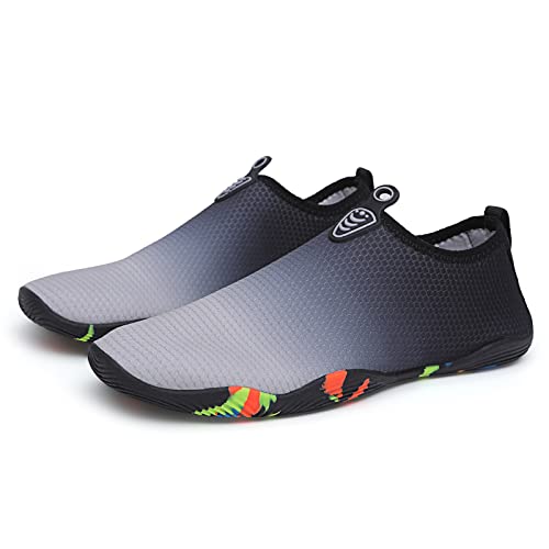 AUXDIQ Schwimmschuhe Badeschuhe Aquaschuhe Surfschuhe Wasserschuhe Strandschuhe Barfuß Schnell Trocknend für Damen Herren, Grau, 42 EU von AUXDIQ