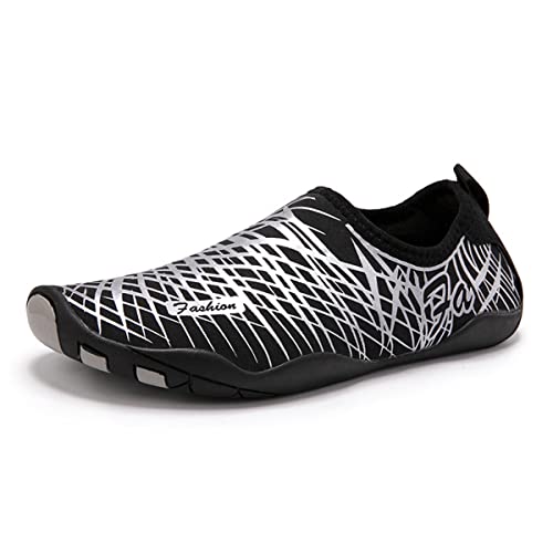 AUXDIQ Schwimmschuhe Badeschuhe Aquaschuhe Surfschuhe Wasserschuhe Strandschuhe Barfuß Schnell Trocknend für Damen Herren, Weiß, 37 EU von AUXDIQ