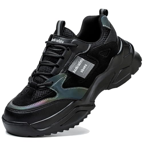 AUXDIQ Sicherheitsschuhe Arbeitsschuhe Damen Leicht Stahlkappenschuhe Atmungsaktiv rutschfeste Arbeitsturnschuhe Schwarz 34 EU von AUXDIQ