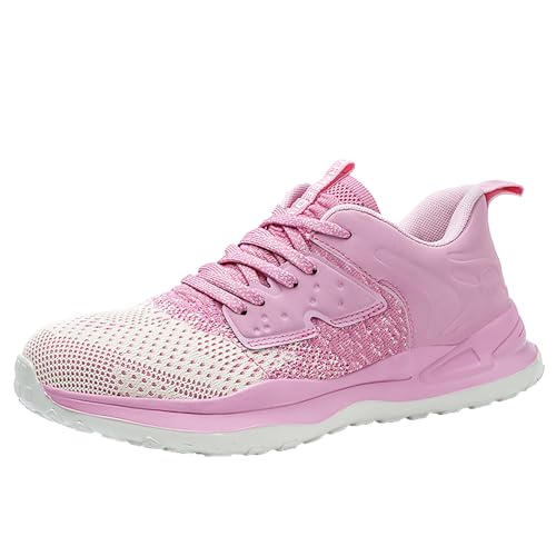 AUXDIQ Sicherheitsschuhe Arbeitsschuhe Herren Damen Leicht Stahlkappenschuhe Atmungsaktiv rutschfeste Arbeitsturnschuhe Rosa 37 EU von AUXDIQ