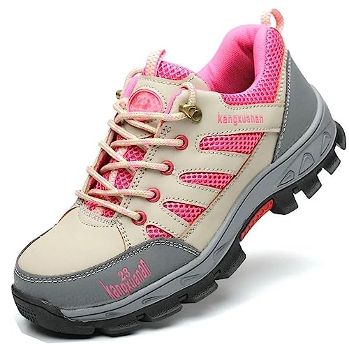 AUXDIQ Sicherheitsschuhe Herren Damen Wasserdicht Arbeitsschuhe Leicht Atmungsaktiv Schutzschuhe Stahlkappenschuhe, Rosa, 38 EU von AUXDIQ