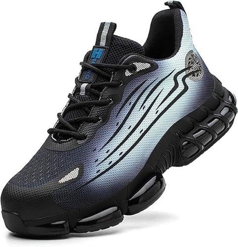 AUXDIQ Sicherheitsschuhe Herren Damen Wasserdicht Arbeitsschuhe Leicht Atmungsaktiv Schutzschuhe Stahlkappenschuhe, Schwarz A, 43 EU von AUXDIQ