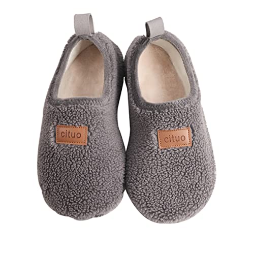 AUXDIQ Winter Hausschuhe Damen Herren rutschfeste Leichte Pantoffeln Warme Hausschuhe für Drinnen und Draussen, Grau, 37/38 EU von AUXDIQ