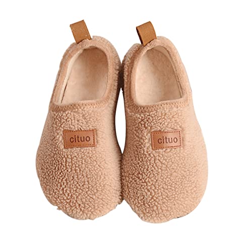 AUXDIQ Winter Hausschuhe Damen Herren rutschfeste Leichte Pantoffeln Warme Hausschuhe für Drinnen und Draussen, Beige, 33 EU von AUXDIQ