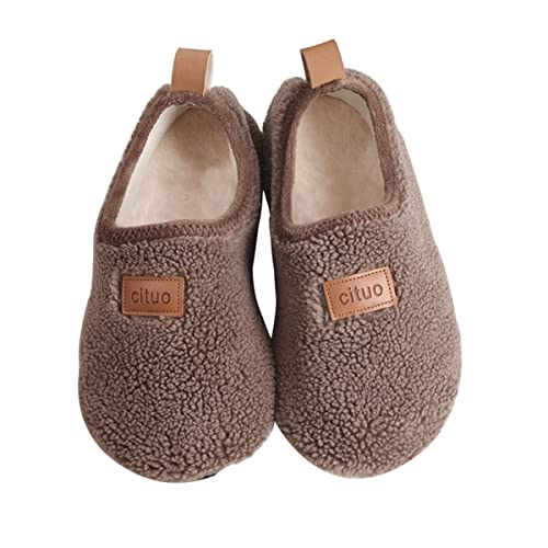 AUXDIQ Winter Hausschuhe Damen Herren rutschfeste Leichte Pantoffeln Warme Hausschuhe für Drinnen und Draussen, Braun, 35/36 EU von AUXDIQ