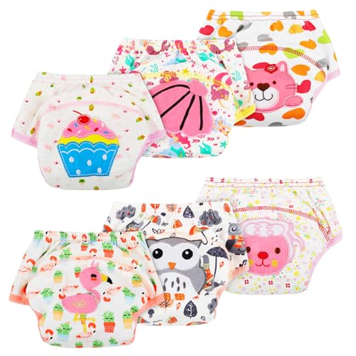 AUYAO Baby Töpfchen Trainingshose 6PC Baumwolle Kinder Töpfchentraining Unterwäsche Toilettentraining Höschen Kleinkinder Töpfchen Hosen Baby Trainingshosen Jungen Mädchen Trainerhose 2-3 Jahre Rosa L von AUYAO