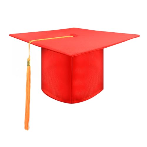AUYAO Bachelor Hut Abschluss Hut Unisex Doktorhut Verstellbar Graduation Cap hüte Geschenk für Abitur Studium Master Bachelor Abschluss Examen Hochschule Doktortitel Student (Rote, Goldene Quasten) von AUYAO