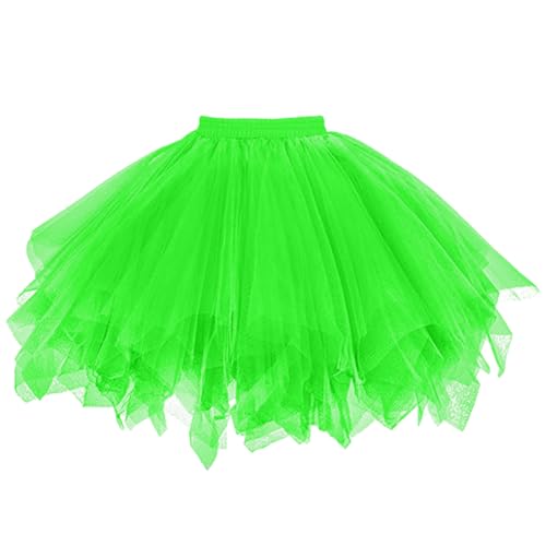 AUYAO Damen Tutu Klassisch Rock, Ballett Tüllrock Petticoat Unterrock Rock Tütü Rock Tutu Röcke Tüll Rock, 50er Ballet Elastisch Tanzrock Tanzkleid Ballkleid Kurz Retro Party Kostüme Tanzen (Gras) von AUYAO