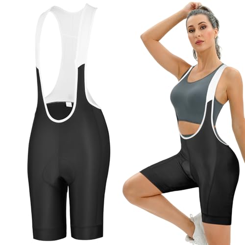AUYAO Fahrradhose Damen Sommer Fahrrad Kurze TräGerhose 4D Gepolstert Bib Shorts Radsport Fahrrad-Trägerhose Damen Fahrradhose Schnell Trocknende StoßFeste Radhose TräGer Radlerhose Hosenträgern XL von AUYAO