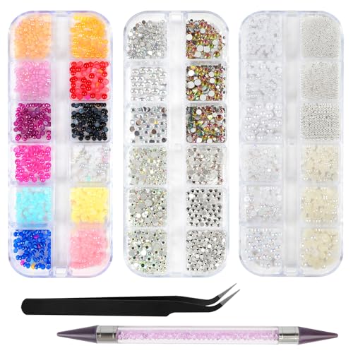 AUYAO Harz Strasssteine 4200Pcs Strass Kristalle 1mm-5mm Gemischte Kinder Bastelsachen Kit mit Strass mit Picking Pinzette und Stift für DIY Nägel Kleidung Kunsthandwerk Gemischt Becher Party (A) von AUYAO