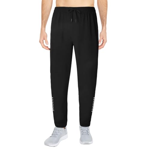 AUYAO Jogginghose Herren Sporthose Herren Pants Lange Sport Hosen Lang Herren Hose mit Taschen Kordelzug Freizeithose Trainingshose für Urlaub Yoga Gehen Alltag Jogger Sweatpants Sweathose Schwarz M von AUYAO
