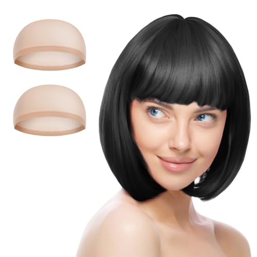 AUYAO Kurze Bob Perücke, Wig mit 2 x Haarnetz, Bunte Neon-Bob-Perücke, Pony-Perücke Perücken Haarteile Cosplay für Nachtclub/Tanzen/Karneval/Fasching & Motto Party, Halloween Dekorationen (Weiß/B) AUYAO Kurze Bob Perücke, Wig mit 2 x Haarnetz, Bunte Neon-Bob-Perücke, Pony-Perücke Perücken Haarteile Cosplay für Nachtclub/Tanzen/Karneval/Fasching & Motto Party, Halloween Dekorationen (Weiß/B) von AUYAO