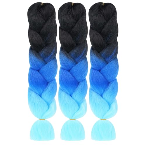 AUYAO Ponytail Extension Gradient 3PC Braids Extensions Mehrfarbig Glattes Haar Bunte Haarsträhnen für Damen Kinder Mädchen Haarsträhnen zum Braiding Hair Einflechten Haar für Party Festival Cosplay-C von AUYAO