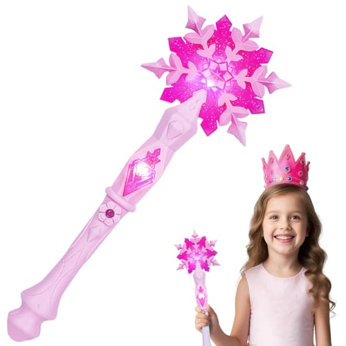 AUYAO Schneeflocke Leuchtend Zauberer Kinder Prinzessinnen Led Zauberstab Kind Magischer Zubehör Mädchen Feen Zauberstab mit Licht und Sound Leuchtzauberstab Prinzessin Cosplay Halloween Karneval-Blau von AUYAO