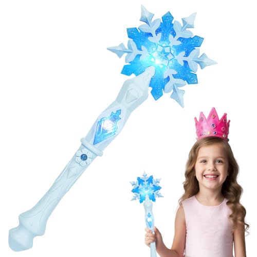 AUYAO Schneeflocke Leuchtend Zauberer Kinder Prinzessinnen Led Zauberstab Kind Magischer Zubehör Mädchen Zauberstab mit Licht und Sound Leuchtzauberstab für Prinzessin Party Cosplay Halloween Karneval von AUYAO