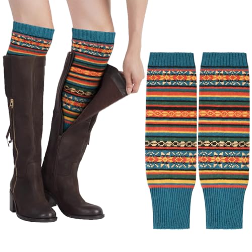 AUYAO Winter Stulpen Damen Winter Beinstulpen Retro Gestrickte Beinwärmer Stricken Häkelarbeit Leg Warmers Herbst Legwarmers Mädchen Knöchelwärmer Stiefel Boot Abdeckung Winterwärmer (Pfauenorchidee) von AUYAO