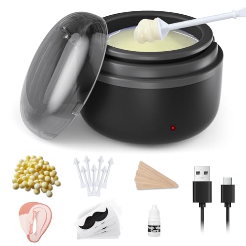 AUZEAL Nasenhaarentfernungs-Set für Männer Ohrenhaarentfernung für Männer Kit mit 100 g Wachs 40 Nasenstäbchen 20 Verwendungen Schnellheizung USB Konstante Temperatur Schmerzfrei von AUZEAL