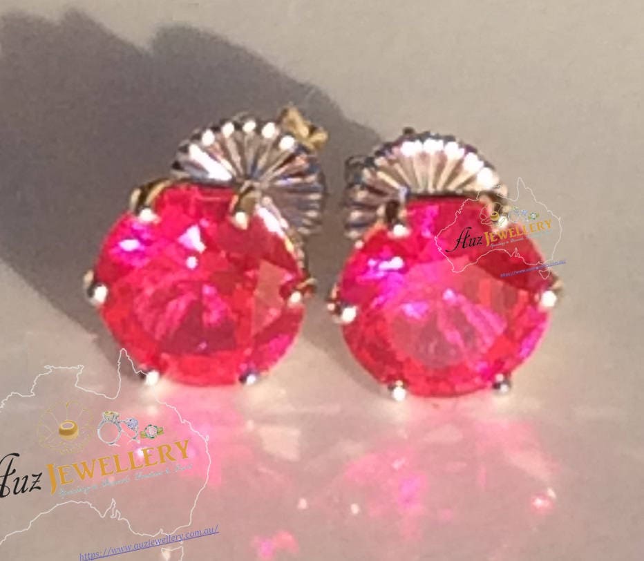 3.4Ct Tw 6 Kralle Hohe Qualität Simuliert Erstellt Lila Rubin Real 925 Sterling Silber Ohrstecker von AUZJewellery