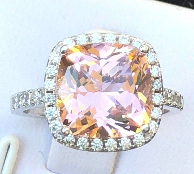Morganit Ring 5Ct Halo Kissen Geschnitten Simuliert Verlobungsring, Simulierte Diamant Rhodium Vergoldet 925 Silber #4-12 Morganit Ring 5Ct Halo Kissen Geschnitten Simuliert Verlobungsring, Simulierte Diamant Rhodium Vergoldet 925 Silber #4-12 von AUZJewellery