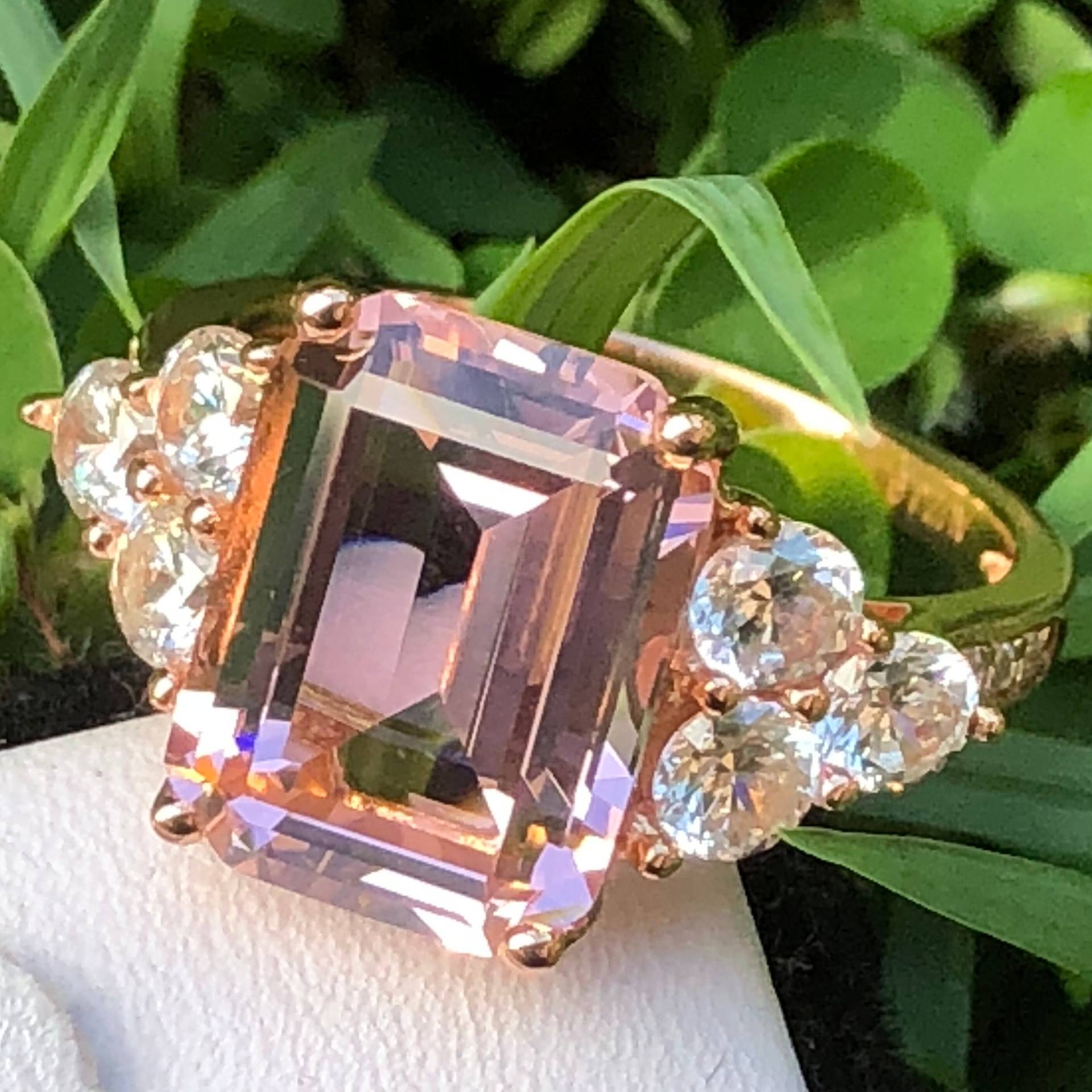 Morganit Ring in Roségold Vergoldet, Ring, Sterling Silber, Smaragdschliff Morganit, Verlobungsring von AUZJewellery