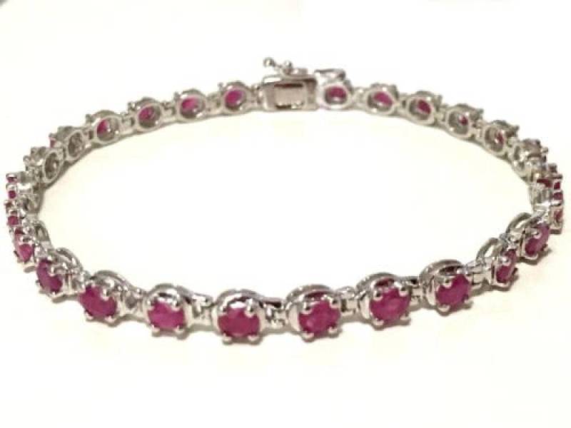 Rubin Armband 19, 5cm 7, 67 Zoll Echter Natürlicher in Echt 925 Sterling Silber Armreif, Juli Geburtsstein, Geburtsstein Armband von AUZJewellery