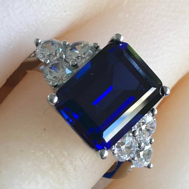 Saphir Verlobungsring Blauer Verlobungsring, Saphirring, Silberring, Ringe von AUZJewellery
