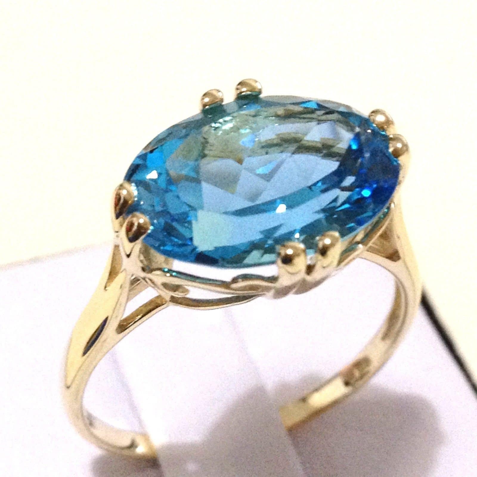 Swiss Blue Topas Ring Verlobungsring, Real 9K Gelbgold 7, 25Echte Natürliche Erde Mine Ring von AUZJewellery