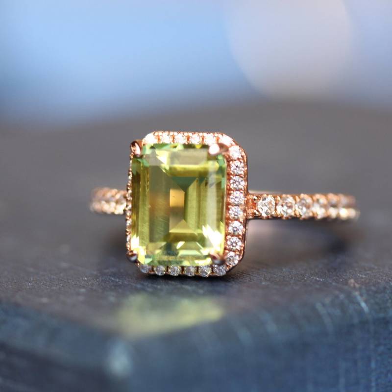 Verlobungsring Smaragd Geschnittenen Alexandrit Ring, Rose Gold Vergoldet Verlobungsring, Veränderbare Farbe Edelstein Sterling Silber von AUZJewellery