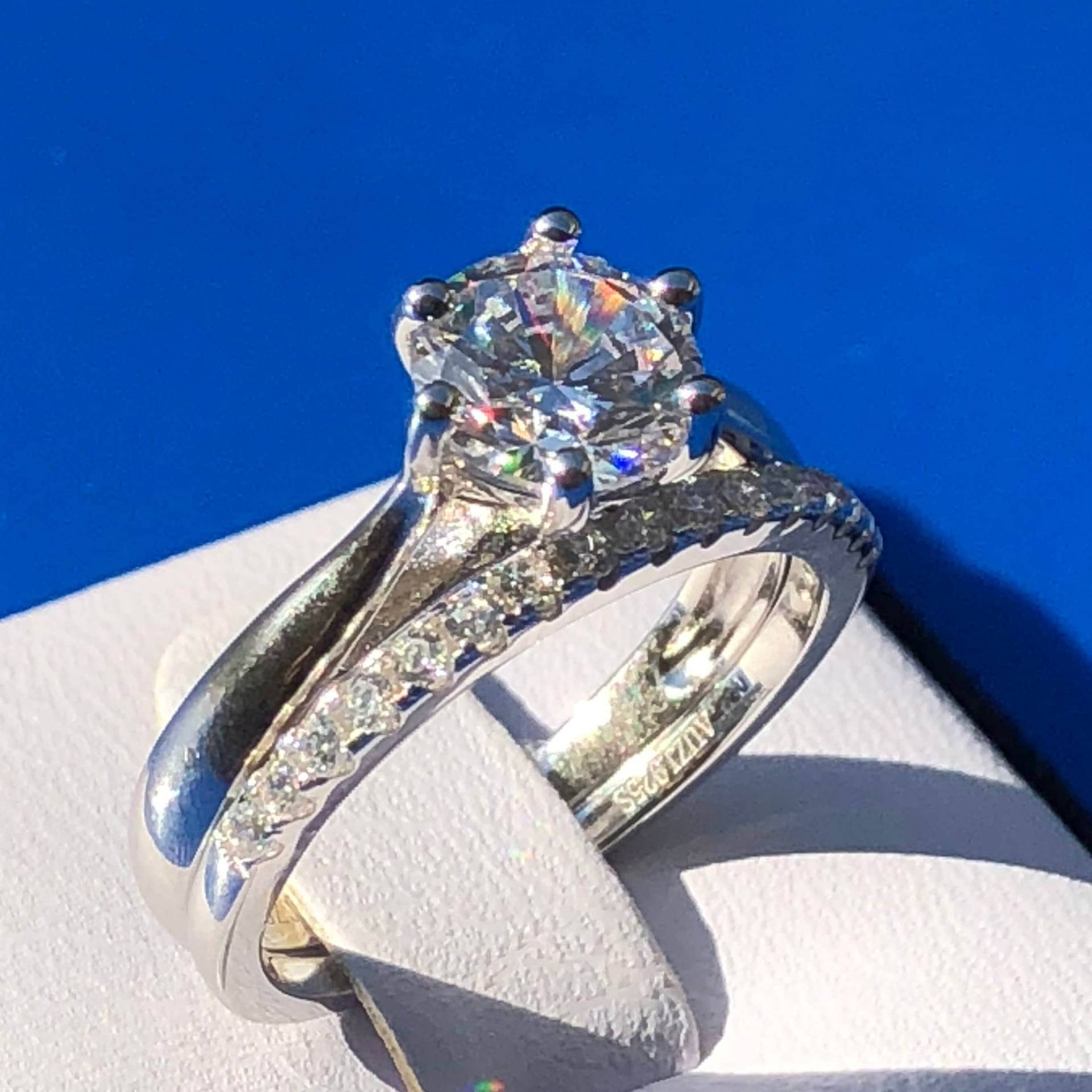 Verlobungsring Verlobungs-Ehering, Set, Brautset, Rundschnitt, 2Er, Ring, Lab Created, Simulierter Diamant-Verlobungsring, Größe 4-12 von AUZJewellery