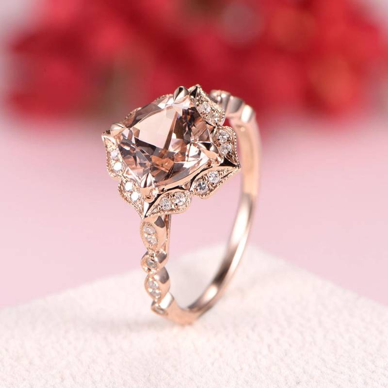 Antike Morganit Verlobungsring Kissen Geschnitten Rose Gold Art Deco Blumen Blume Halo Einzigartige Hochzeit Ring Jahrestagsgeschenk Für Ihr Antike Morganit Verlobungsring Kissen Geschnitten Rose Gold Art Deco Blumen Blume Halo Einzigartige Hochzeit Ring Jahrestagsgeschenk Für Ihr von AUjewelAU