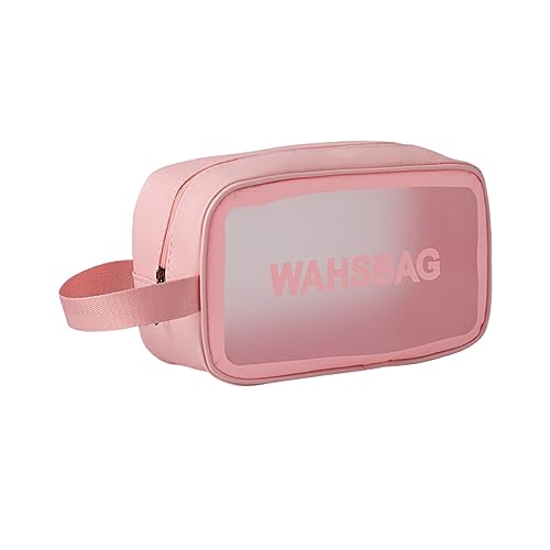 AUklOPVZZ Kosmetika sicher und geschützt mit wasserdichter Kosmetiktasche aus PU, transparenter Organizer für Reisen, große staubdichte Toilettenartikel für Damen, Rosa, M von AUklOPVZZ