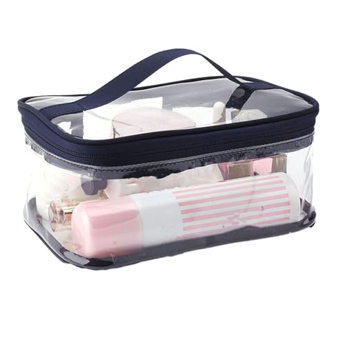 AUklOPVZZ Praktischer und praktischer Kosmetik Organizer für einfache Reinigung und Reisen, transparente Kosmetiktasche, Kulturbeutel aus PVC, Blau von AUklOPVZZ