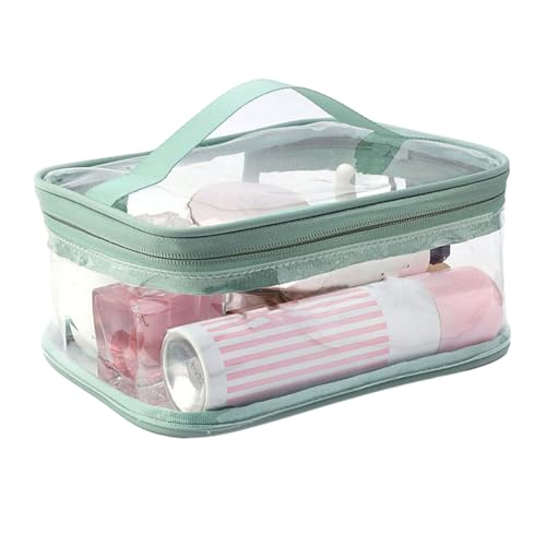 AUklOPVZZ Praktischer und praktischer Kosmetik Organizer für einfache Reinigung und Reisen, transparente Kosmetiktasche, Kulturbeutel aus PVC, Grün von AUklOPVZZ