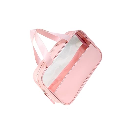 AUklOPVZZ Tragbare Aufbewahrungstasche – vielseitiger wasserdichter Organizer, transparente Make up Taschen, PU Kosmetik Aufbewahrungstaschen, Rosa, mittlere Größe von AUklOPVZZ