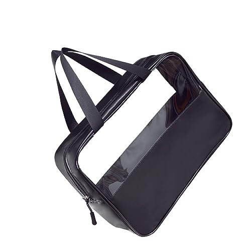 AUklOPVZZ Tragbare Aufbewahrungstasche – vielseitiger wasserdichter Organizer, transparente Make up Taschen, PU Kosmetik Aufbewahrungstaschen, Schwarz, große Größe von AUklOPVZZ