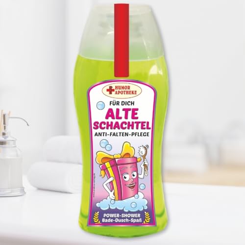 Spaß Duschbäder Duschgel Shampoo - Anti Falten Pflege Alte Schachtel - Geschenk für alte Schachteln und Frauen mit Humor | Geburtstagsgeschenk Spaßgeschenk Humorapotheke von AV Andrea Verlag