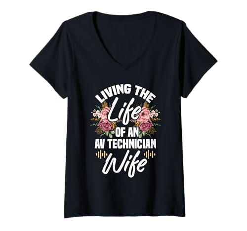 Damen AV Techniker Frau Blumendesign T-Shirt mit V-Ausschnitt Damen AV Techniker Frau Blumendesign T-Shirt mit V-Ausschnitt von AV Life Designs