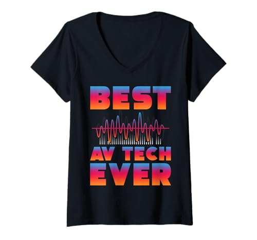Damen Beste AV-Technologie Aller Zeiten, lebendiges Design T-Shirt mit V-Ausschnitt von AV Tech Enthusiast