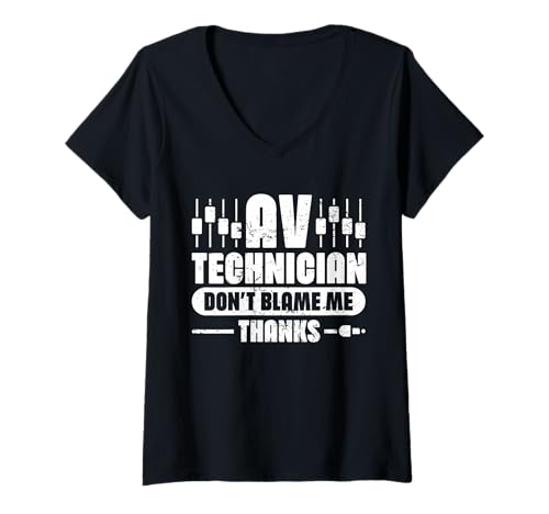 Damen AV Techniker Humor Design T-Shirt mit V-Ausschnitt von AV Tech Humor Co.