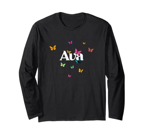 AVA - Schöner Mädchen Name mit bunten Schmetterlingen Langarmshirt AVA - Schöner Mädchen Name mit bunten Schmetterlingen Langarmshirt von AVA Tochter Enkel Geburtstag Geschenkideen