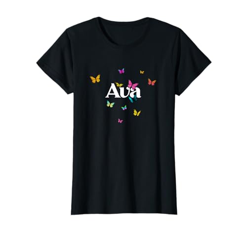 AVA - Schöner Mädchen Name mit bunten Schmetterlingen T-Shirt AVA - Schöner Mädchen Name mit bunten Schmetterlingen T-Shirt von AVA Tochter Enkel Geburtstag Geschenkideen